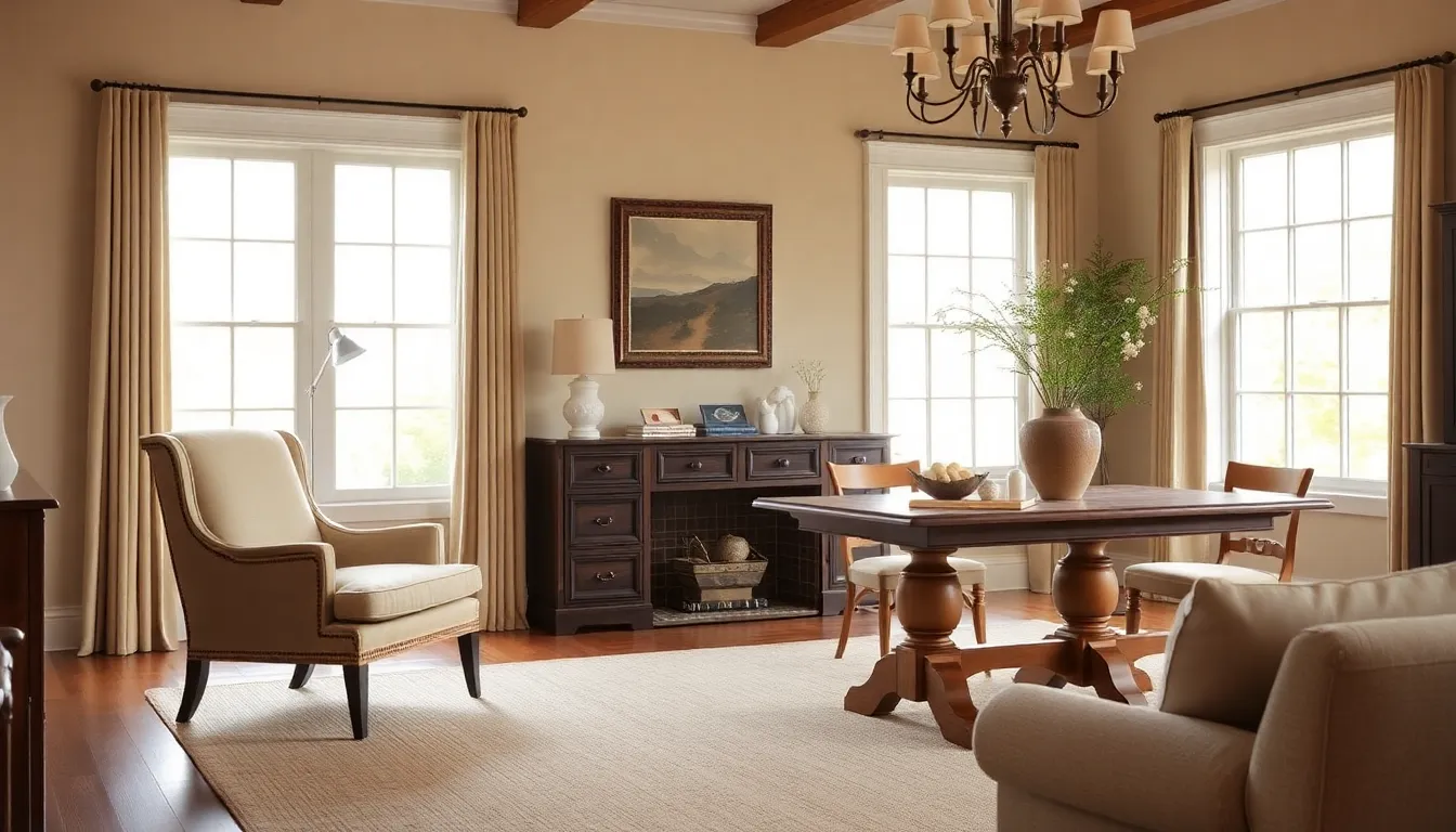 elegant living room showcasing classic design concepts.